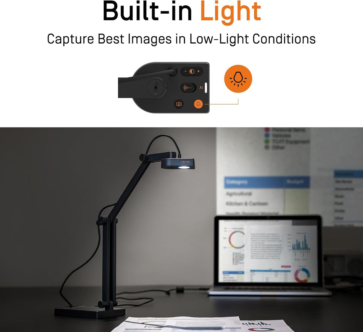 IPEVO V4K PRO 120 4K USB Document Camera, 120-degree FOV Lens, Sony CMOS Sensor, Swift Autofocus, AI Noise Reduction, Webcam, USB Plug and Play, Video Conferencing, Streaming, Work from Home