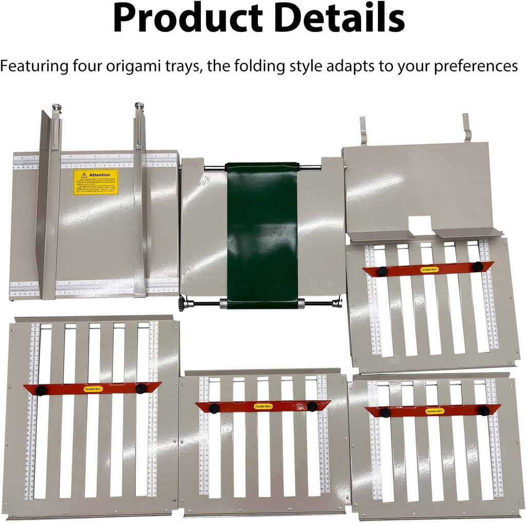 Automatic Paper Folding Machine with 4 Folding Trays, Max Speed 262 ft/min, Max Folding Size 12ââ X 27ââ, High Speed Paper Folder, Adjustable Speed with Automatic Paper Counting