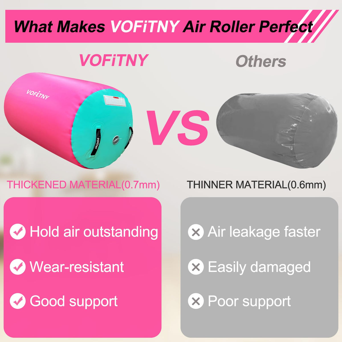 VOFiTNY Inflatable Gymnastics Air mat Tumbling Track for Home
