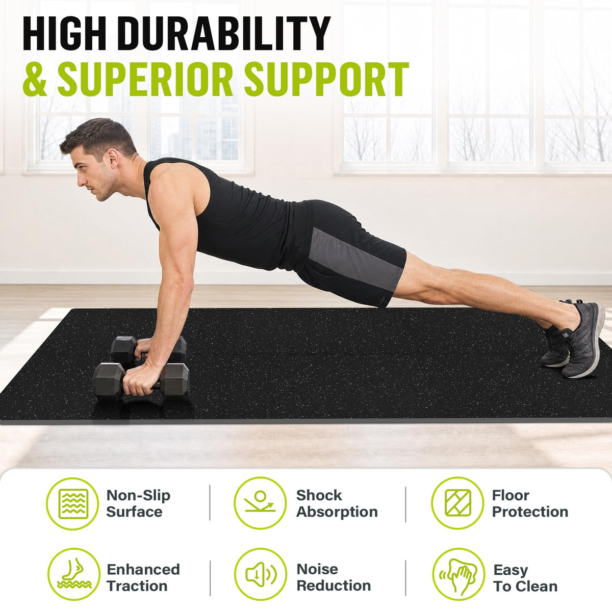ProsourceFit Rubber Top Exercise Puzzle Mat Â¾-inch, EVA Foam, Protective Interlocking Tiles for Home Gym Equipment and Workouts; Grey, 24 SQ FT, 6 Tiles