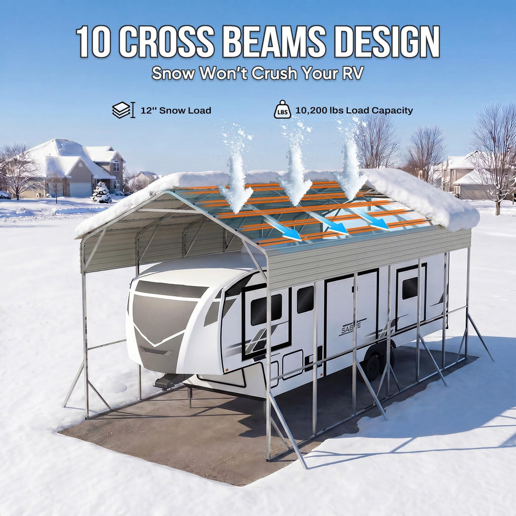 Quictent 14x25x15 FT RV Metal Carport, Heavy Duty Reinforced Steel Shelter with Side Panel, Extra Tall Outdoor Garage Canopy for RV, Boat, Truck and Farm Equipment