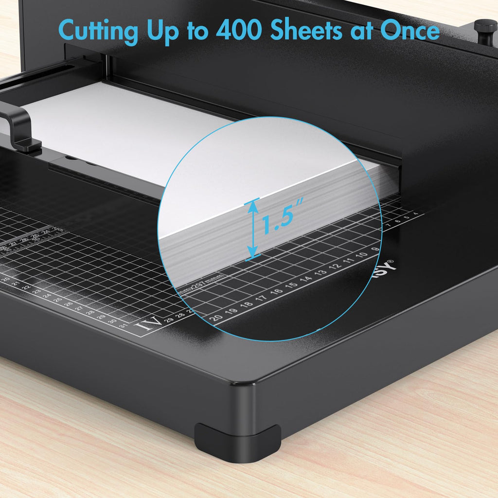 MAKEASY Paper Cutter 12 Inch, Heavy Duty Paper Cutter for A4 Paper, Guillotine Paper Cutter 400 Sheet Capacity, Solid Steel Construction, Beige