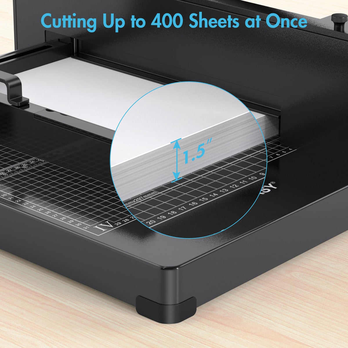 MAKEASY Paper Cutter 12 Inch, Heavy Duty Paper Cutter for A4 Paper, Guillotine Paper Cutter 400 Sheet Capacity, Solid Steel Construction, Beige