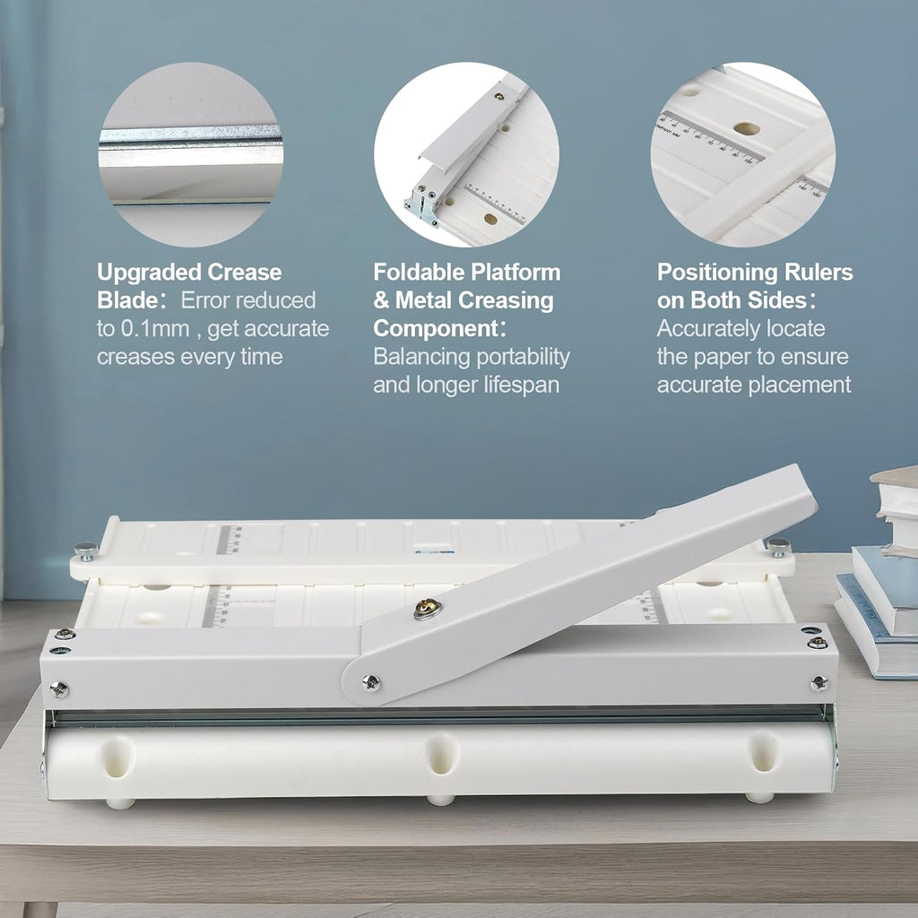 Manual Paper Creaser 13.78Inch Creasing Machine with Extended Positioning Block Paper Folder Folding Machine for Paper Book Covers Cardstock Brochures Invitations (Portable Styleï¼