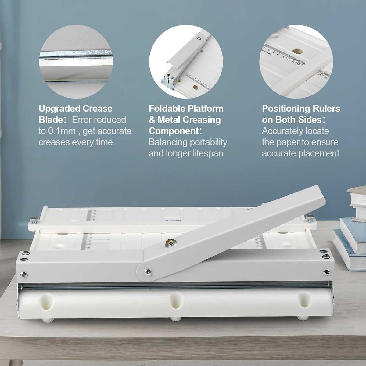 Manual Paper Creaser 13.78Inch Creasing Machine with Extended Positioning Block Paper Folder Folding Machine for Paper Book Covers Cardstock Brochures Invitations (Portable Styleï¼