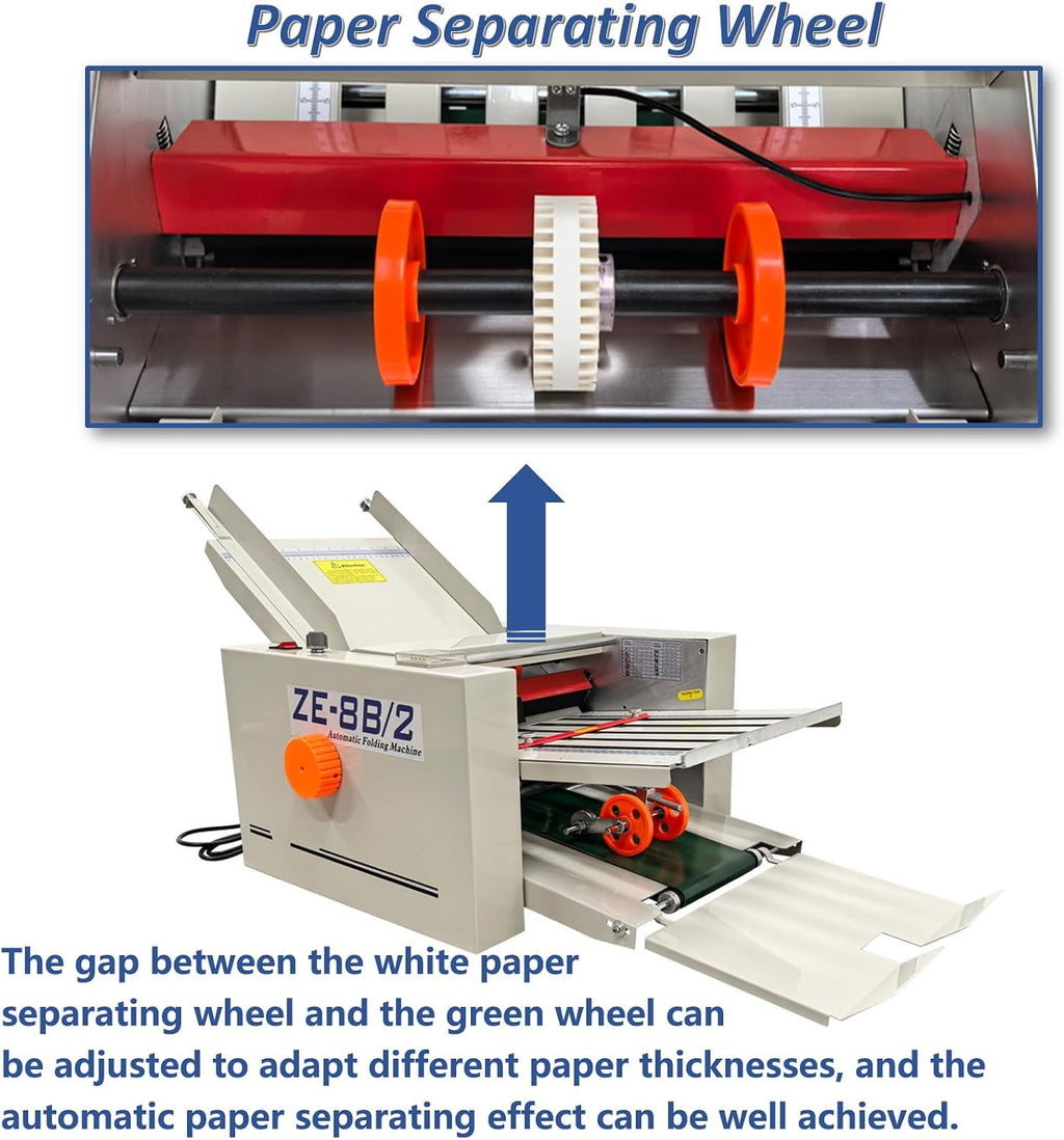 WYDDDARY Automatic Paper Folding Machine with 2 Folding Trays Fold Sizes 2x3in to 12x27in Small Horizontal Origami Machine Max Speed 262ft/min for Manuals Document Letters Commercial Cards 110V 70W