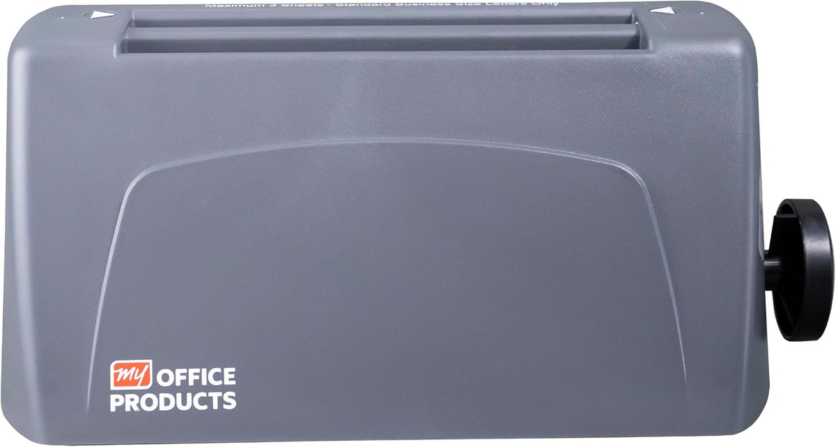 P6500 My Office Products Desktop Paper Folder Folding Machine; Letter or Half Fold; Sets of 1-3 Sheets, 8.5 x 11 Inches, 18 to 24 Pounds Bond Paper, 68 to 90 GSM; 1800 Sheets per Hour