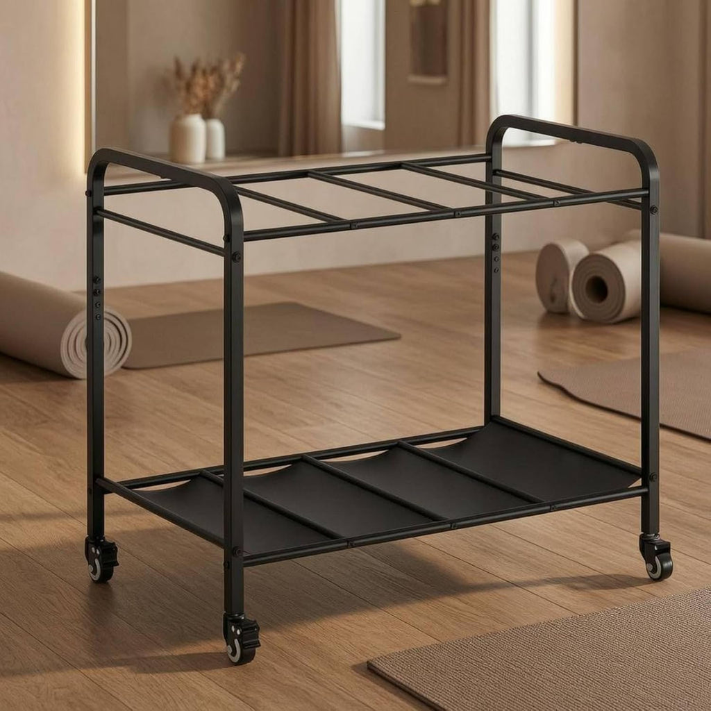 Organizer Exercise Mat Organizer Storage Rack Freestanding Utility Cart With Open Shelving Stainless Steel Body With Suitable for Home