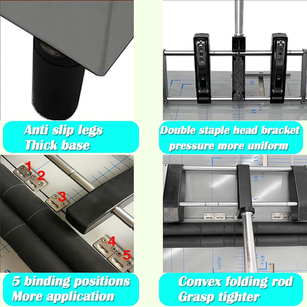 INTBUYING A3 Booklet Maker 3in1 Folding Binding Machine 17sheets Capacity Paper Booklet Binder Maker Folding Stapling 110V 60W 5 Stapling Positions