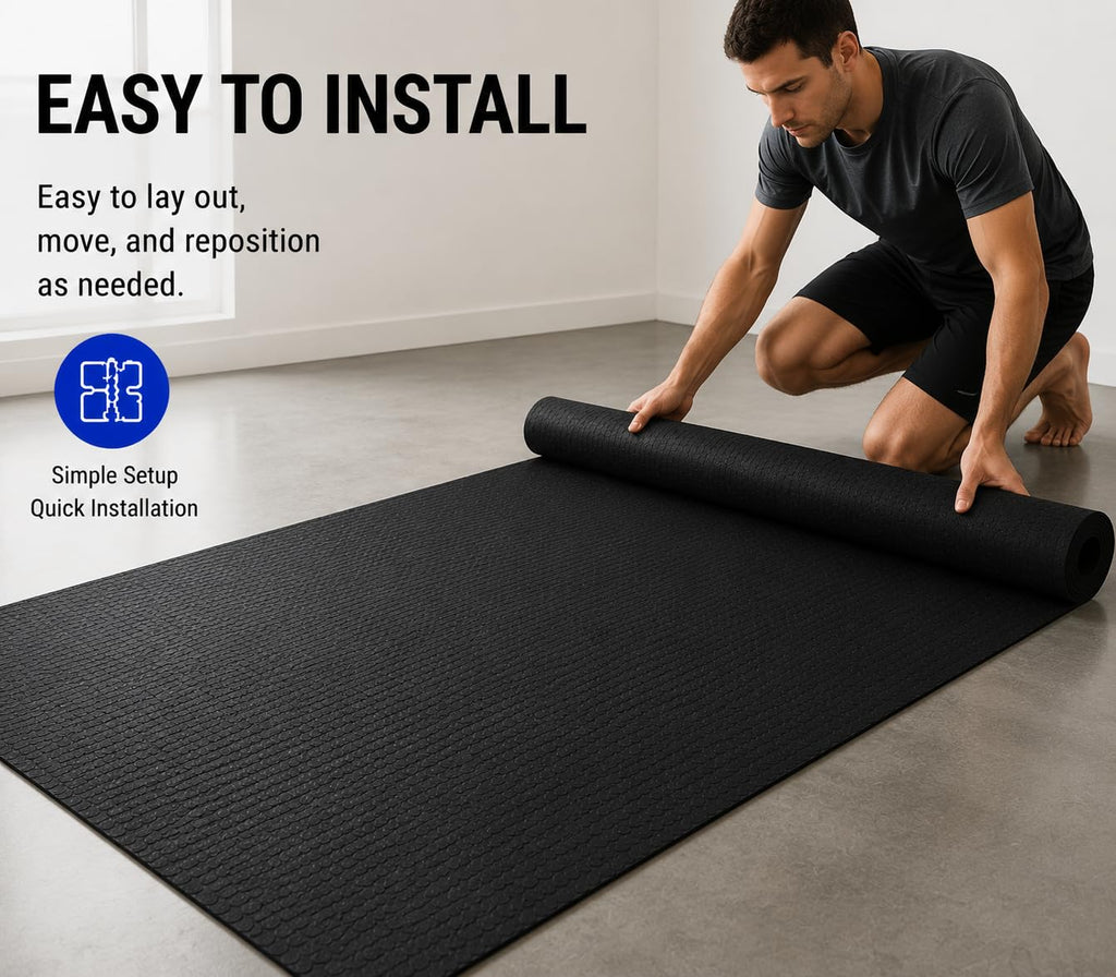 4X10 FT Rubber Gym Flooring Roll Non-Slip Shock Absorption-Black/Red