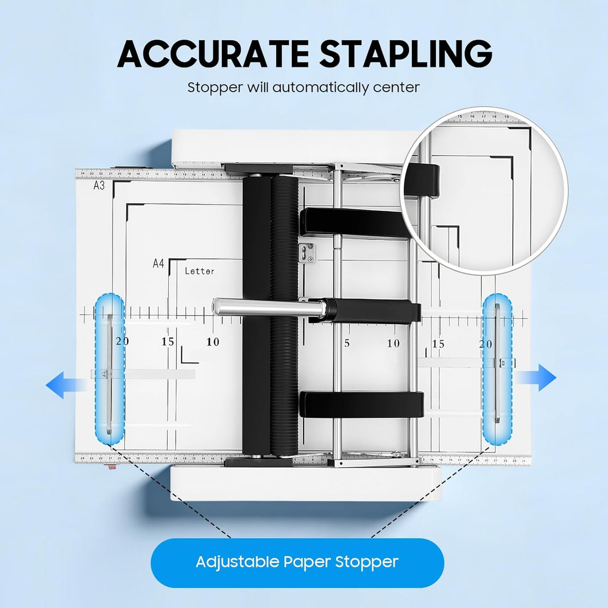 2-in-1 A3 Folding Binding Machine, 60W A3 Booklet Maker Letter Paper Folding Machine Format Range 5.83 x 8.27 Inch-11.69 x 16.54 Inch Applicable Staples 24/6, 24/8 About 200-300books/H in Homes