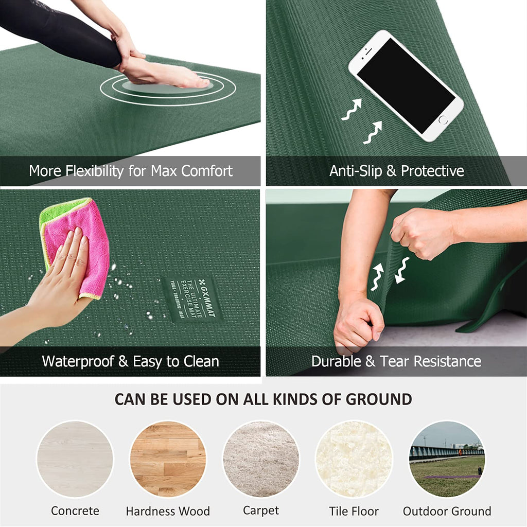 GXMMAT Large Yoga Mat 12'x6'/10'x6'/6'x8'(7mm)