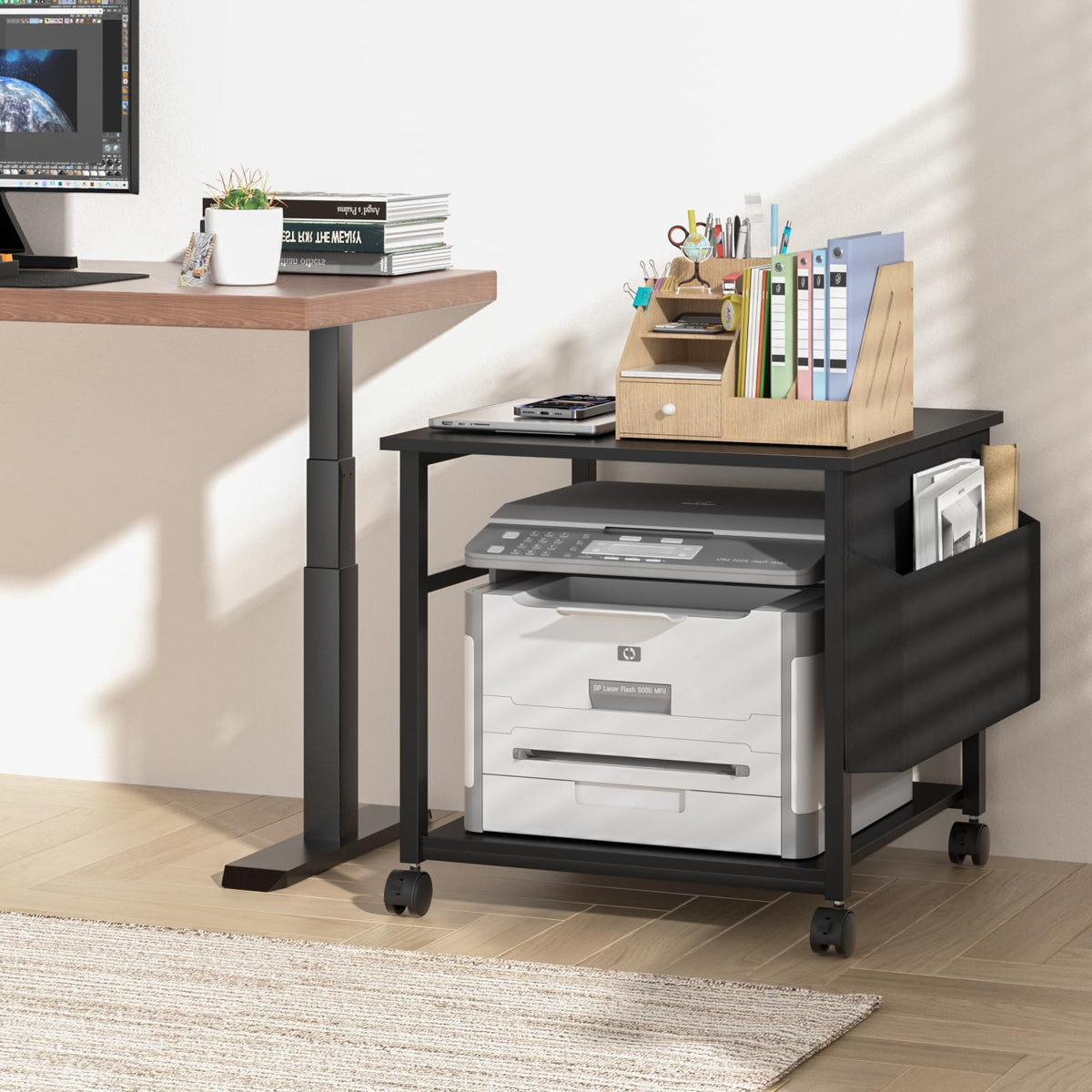 Lerliuo Brown Large Printer Stand with Storage