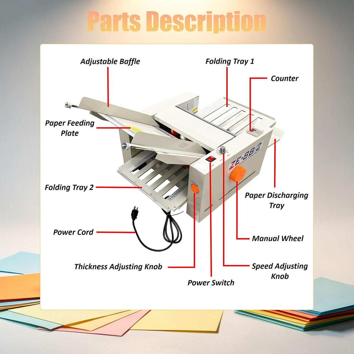 110V Folding Paper Machine with 2 Trays, Max Speed 262ft/min