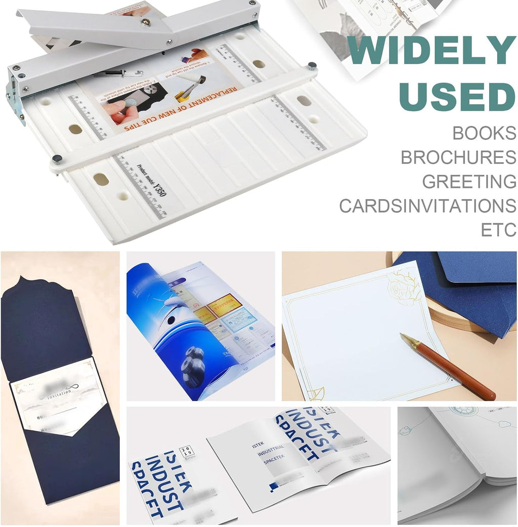 Manual Paper Creaser 13.78Inch Creasing Machine with Extended Positioning Block Paper Folder Folding Machine for Paper Book Covers Cardstock Brochures Invitations (Portable Styleï¼