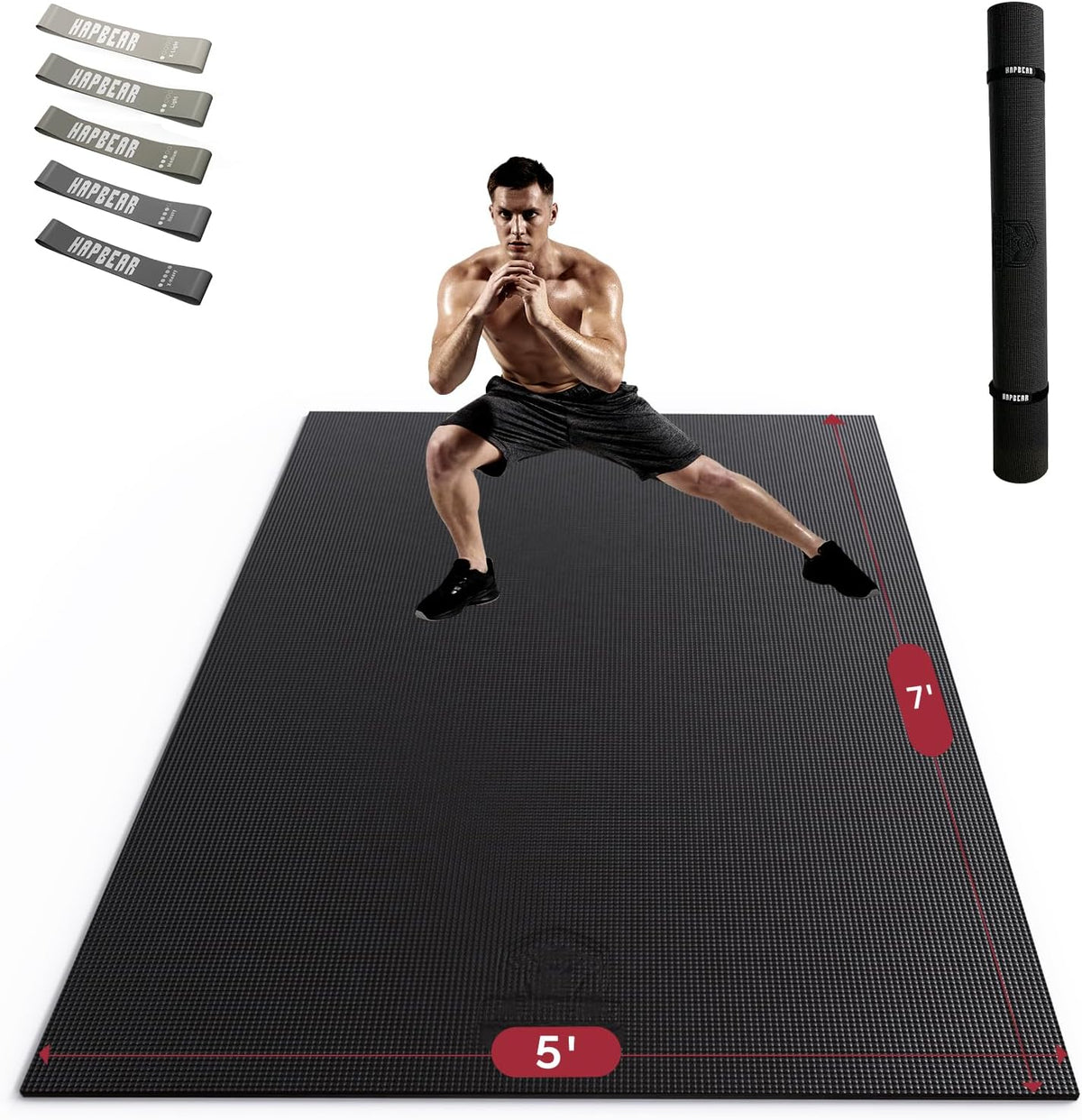HAPBEAR Large Exercise Mat-6'x4'/7'x5'/6'x8'/6'x9'/6'x10'/6'x12'x 1/3"(8mm)