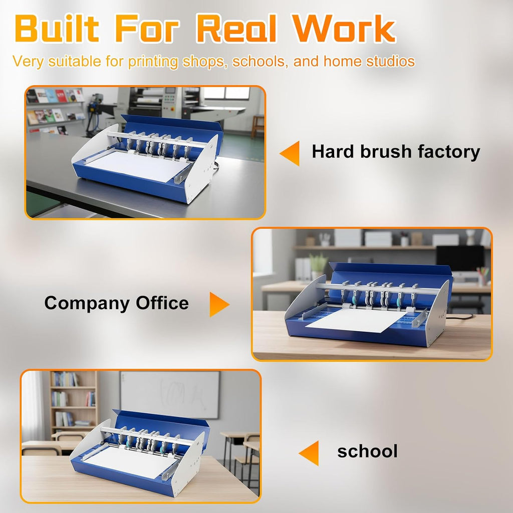 3-in-1 Electric Paper Creasing Machine, 460mm (18-Inch) Heavy Duty Metal Scorer Perforator with Scale Ruler, 110V Auto Folding Machine for Menus, Cards, Invitations and Documents
