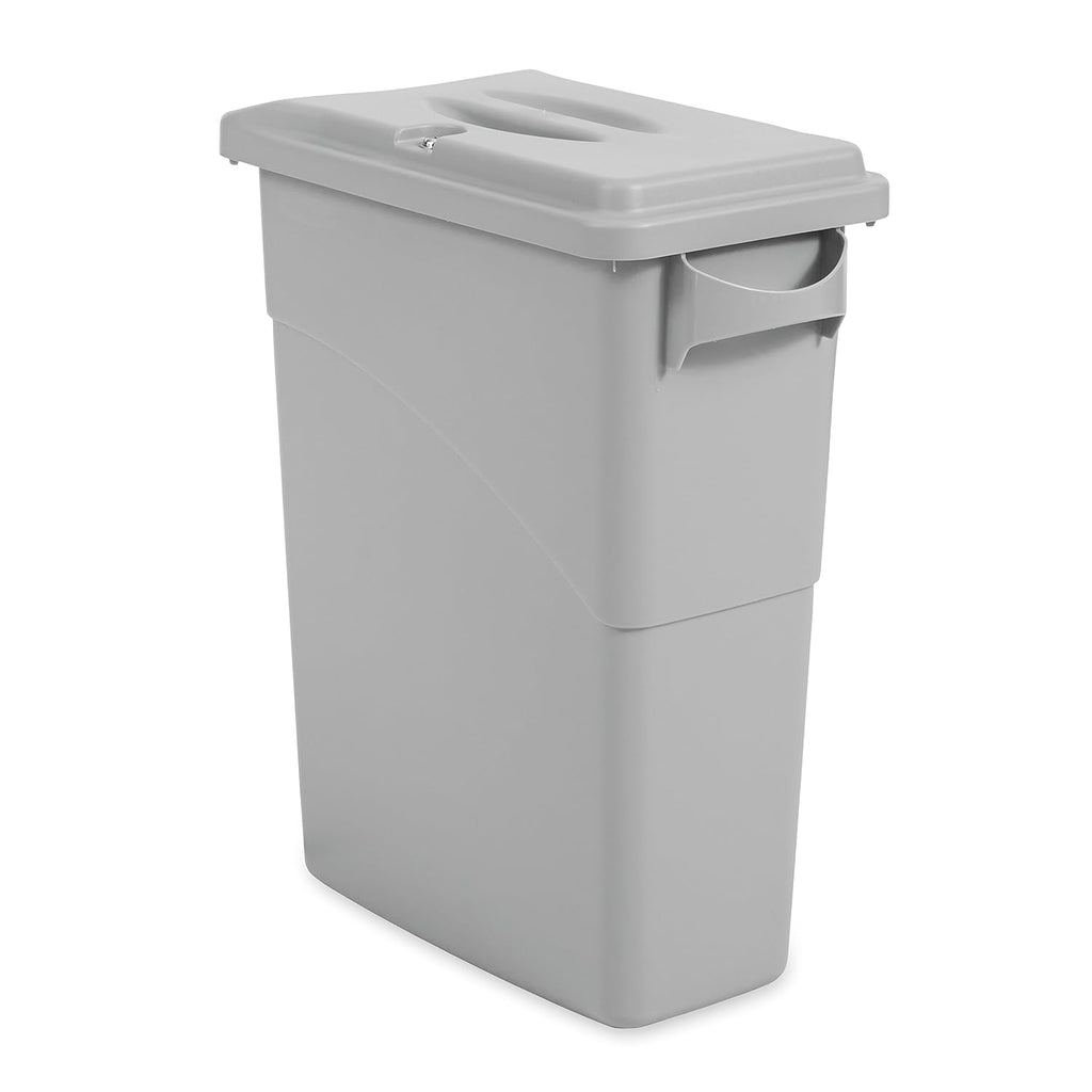 Rubbermaid Commercial Products Slim Jim Confidential Document Trash Can with Lid, 16-Gallon, Gray, Keyed Lock for Secure Disposable of Documents