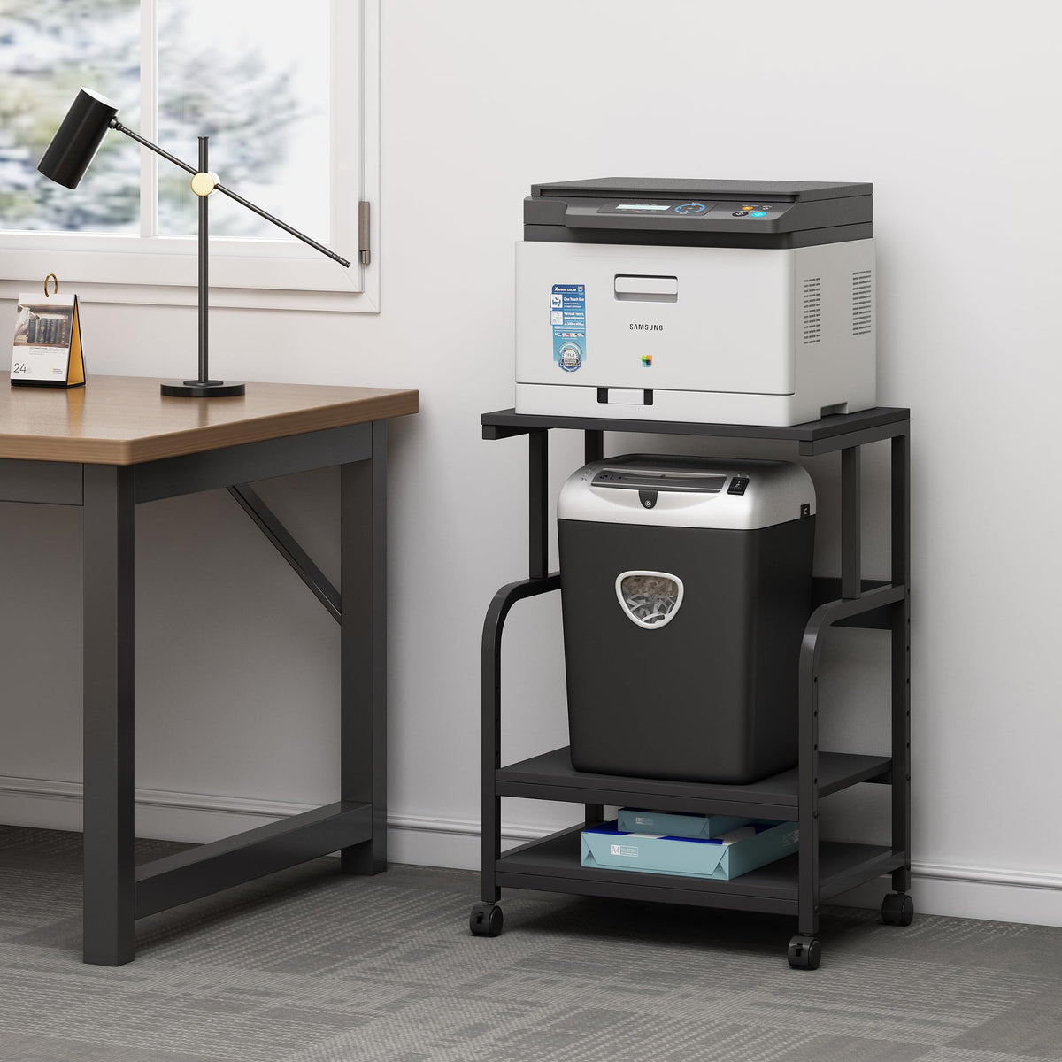 Fannova Printer Stand with Height Adjustable Storage Shelf for Home Office