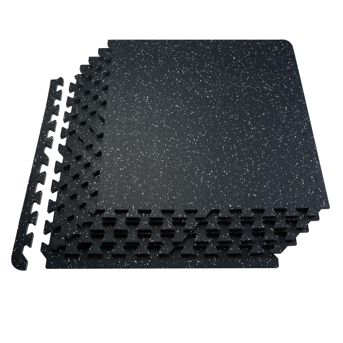 VEVOR 0.56Inch 48sq.ft 12 Tiles Gym Flooring for Home Gym, Rubber Top with High Density EVA Foam, 25 x 25In Gym Floor Exercise Equipment Mats, Interlocking Gym Mats, Puzzle Workout Mats, Black & Gray