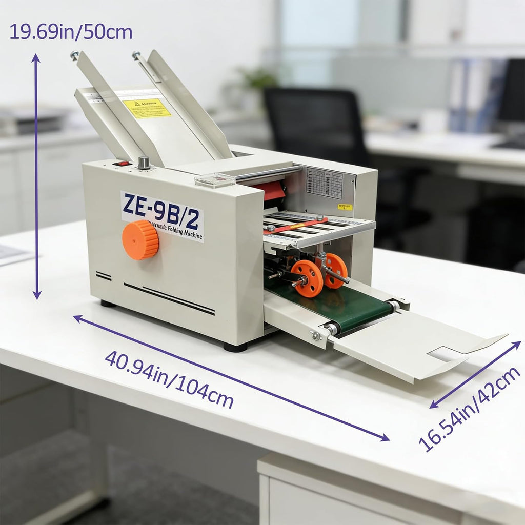 TECHTONGDA Automatic Paper Folding Machine 110V Office Desktop Paper Folder with Counter & 262ft/min Adjustable Speed, 2 * 2.7in to 8.3 * 16.5in Fold Sizes for Offices Schools