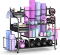 Mythinglogic Home Gym Storage Rack with Wheels for Dumbbells and Yoga Mats
