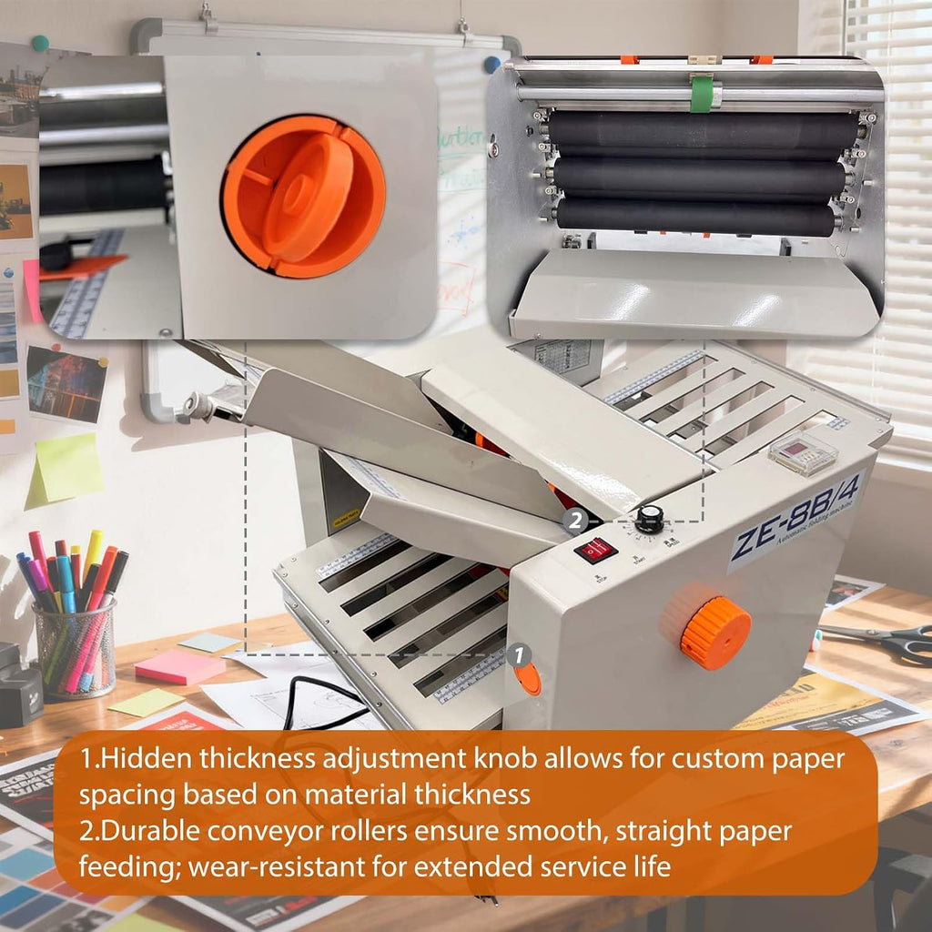 Automatic Paper Folding Machine with 4 Folding Trays, Max Speed 262 ft/min, Max Folding Size 12ââ X 27ââ, High Speed Paper Folder, Adjustable Speed with Automatic Paper Counting