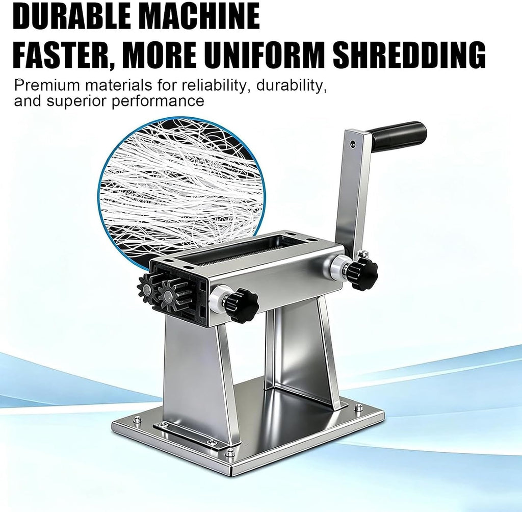 Hand Crank Raffia Shredder, StainlessâSteel Manual Shredder