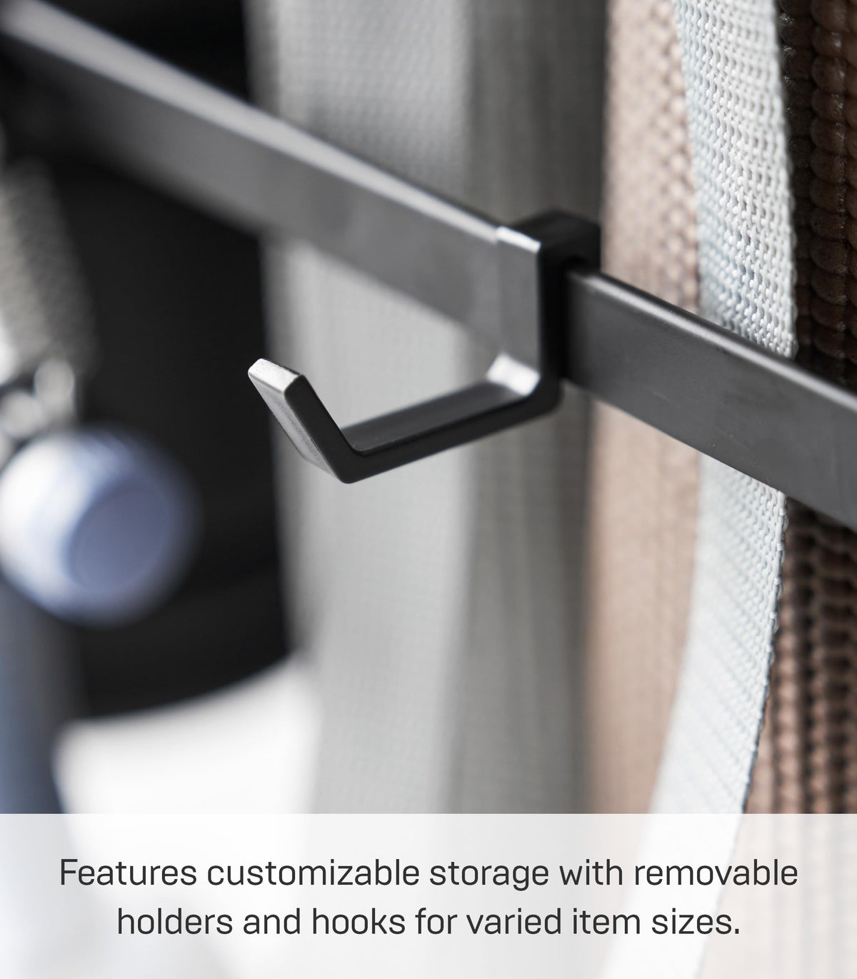 YAMAZAKI Home Rolling Fitness Rack with Adjustable Holder and Hooks, White