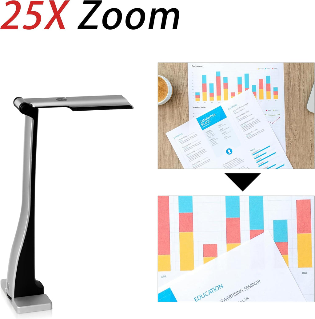 ScannerCam 22 Portable 8.0 MP USB Document Camera with Built-in Mic and LED Light for MAC, PC, Chromebook. Designed for Online Learning, Web Meeting and Document Scanning
