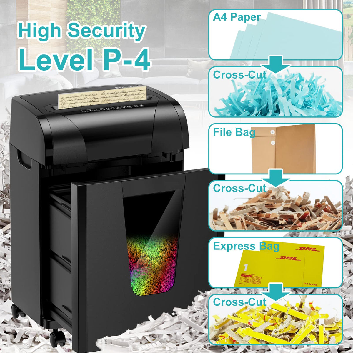 Paper Shredder, 16-Sheet Cross Cut with 4.76-Gallon Pull Out Basket, P-4 Security Level, 3-Mode Design Shred Paper and CD/Credit Card, Durable&Fast with Jam Proof System Shredder for Office