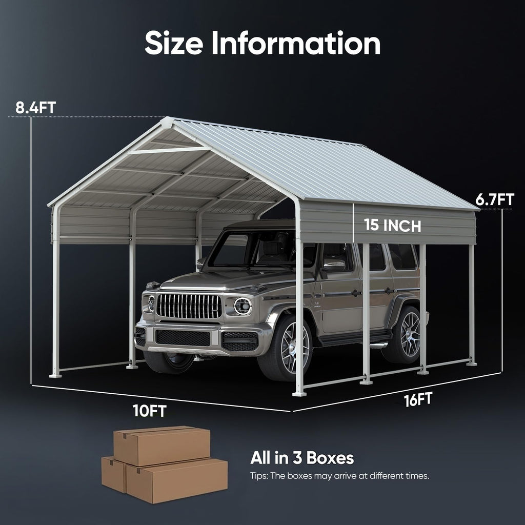 Quictent 14x25x15 FT RV Metal Carport, Heavy Duty Reinforced Steel Shelter with Side Panel, Extra Tall Outdoor Garage Canopy for RV, Boat, Truck and Farm Equipment