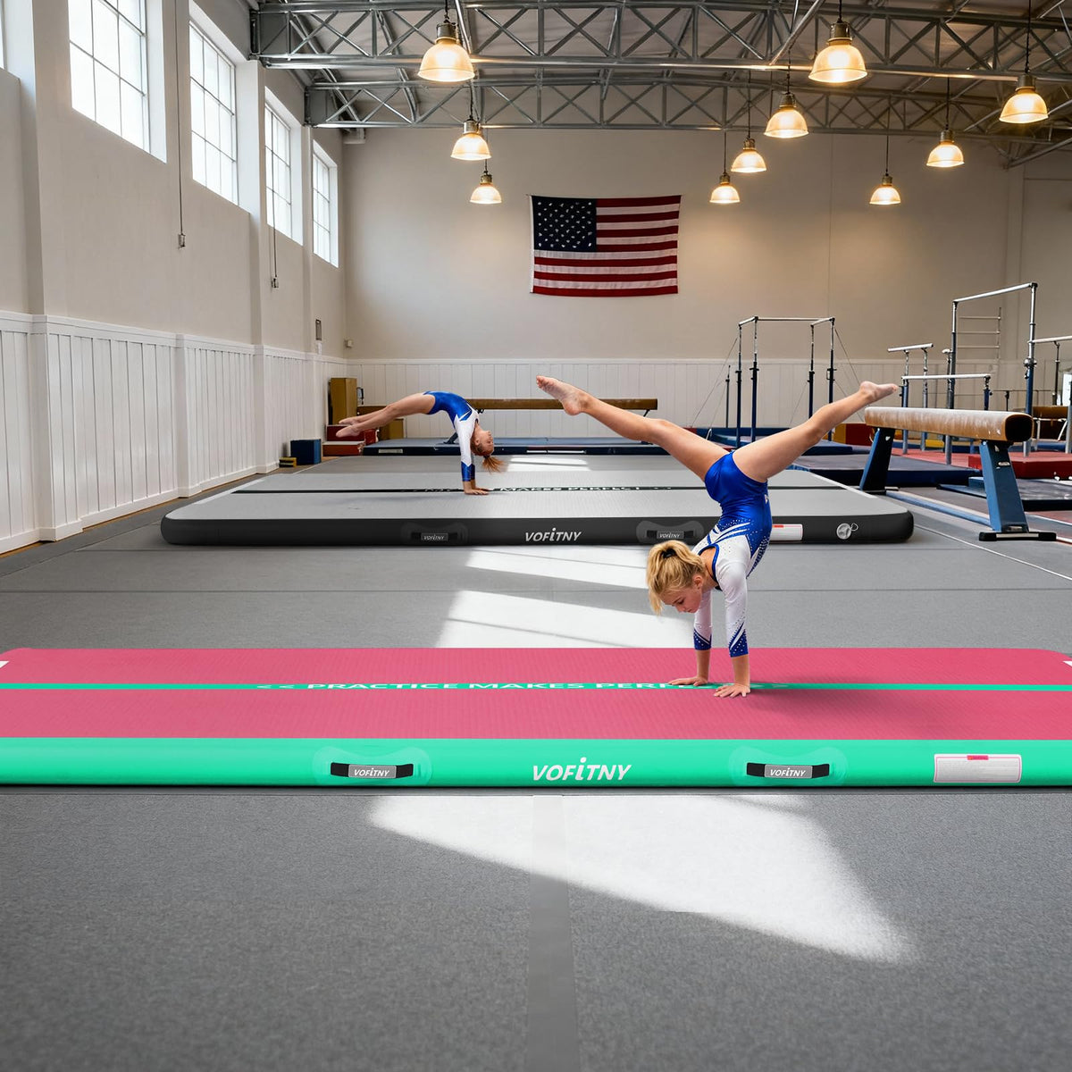 VOFiTNY Inflatable Gymnastics Air Mat Tumble Track with Pump for Training