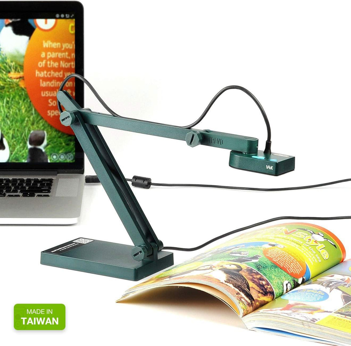 IPEVO V4K Ultra High Definition 8MP USB Document Camera â Mac OS, Windows, Chromebook Compatible for Live Demo, Web Conferencing, Distance Learning, Remote Teaching, Green