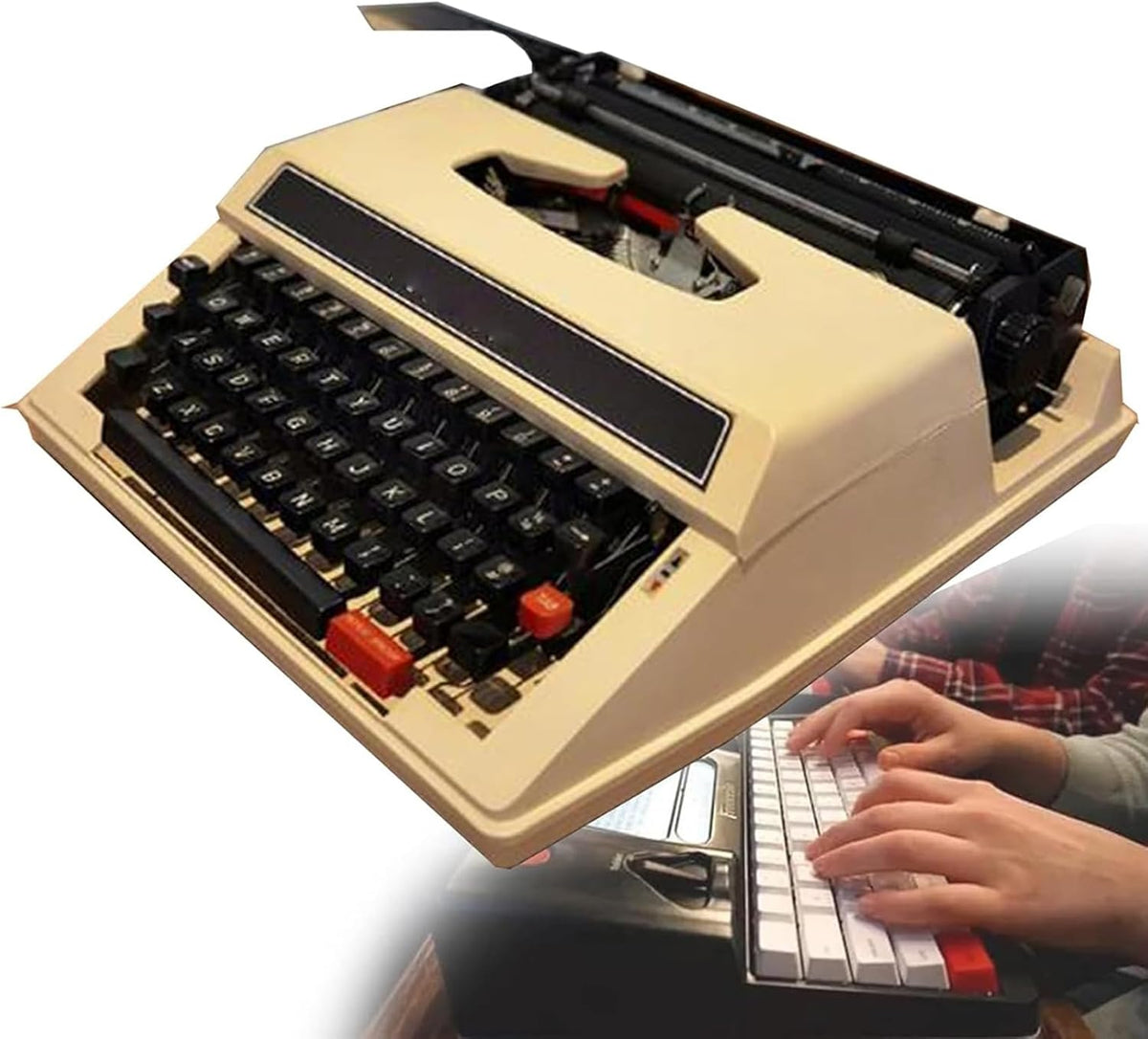 Traditional Nostalgia Portable and Easy to Useretro Manual Typewriter, Classic Old Fashioned Mechanical English Typewriter for Writers, Collect Gifts (A)