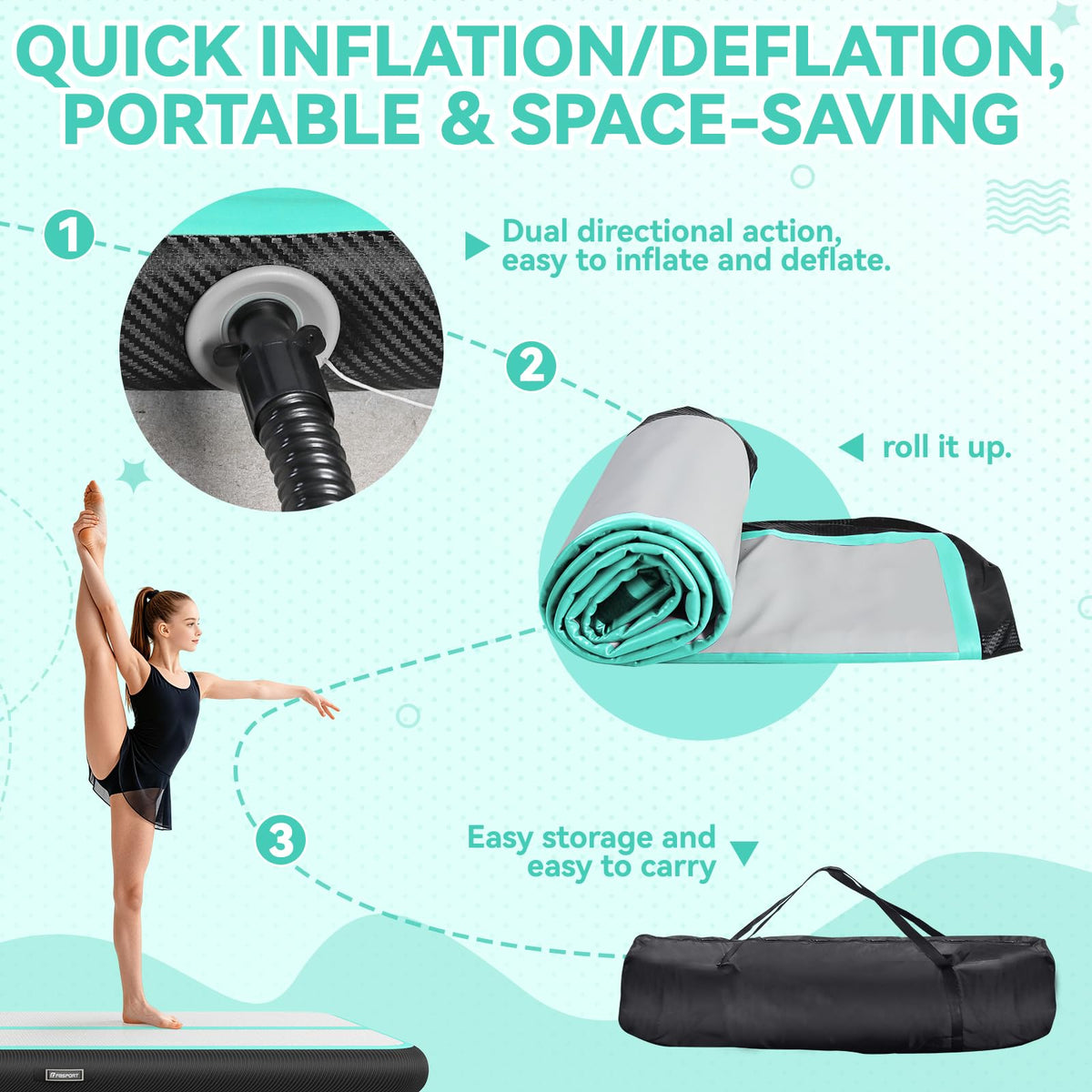 FBSPORT 6.6ft/10ft/13ft/16ft/20ft Inflatable Air Gymnastics Training Mat