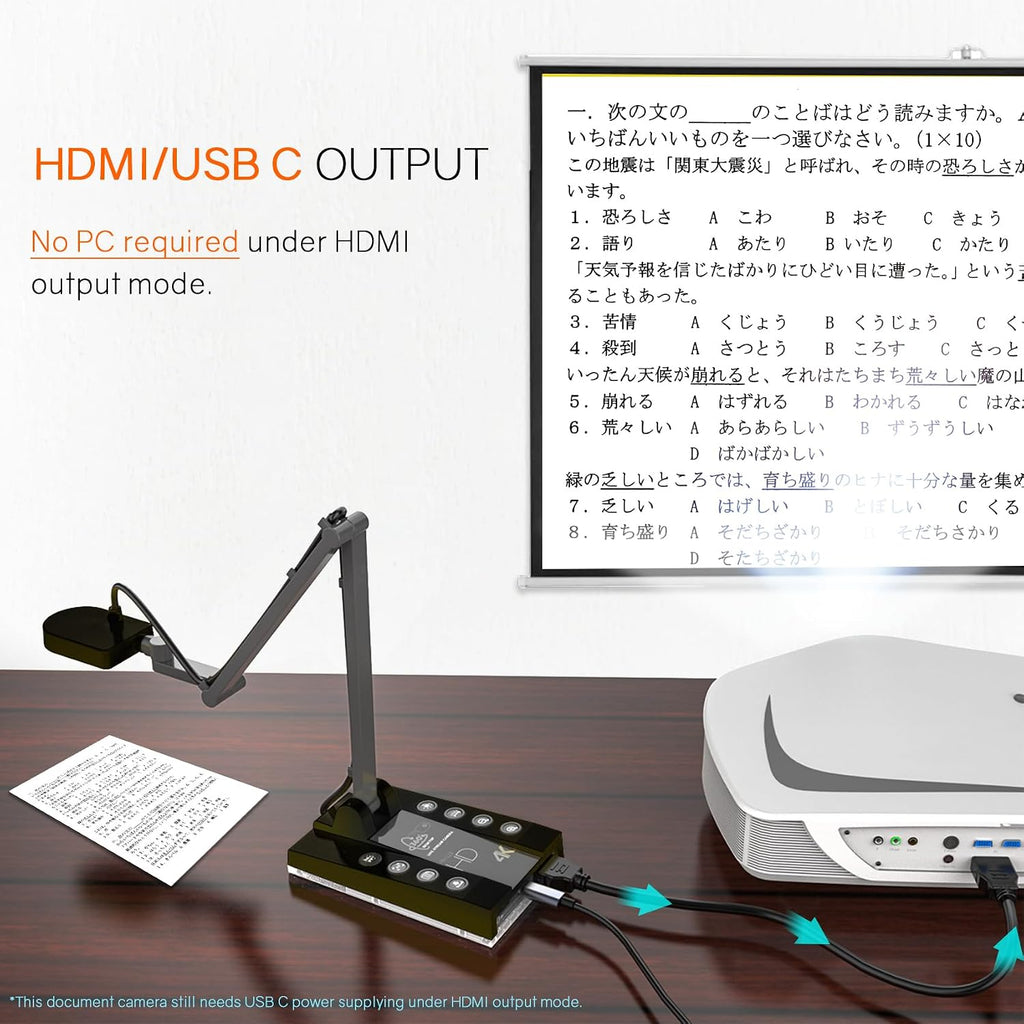 TreasLin Document Camera for Teachers HDMI USB-C 15MP HDIM Document Camera, Remote Learning Classroom Presentations Camera Art Classes Online Teaching with Multi Angle Rotation Adjustment LED Light