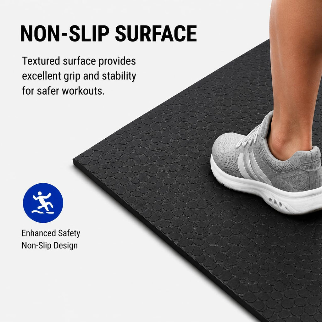 4X10 FT Rubber Gym Flooring Roll Non-Slip Shock Absorption-Black/Red