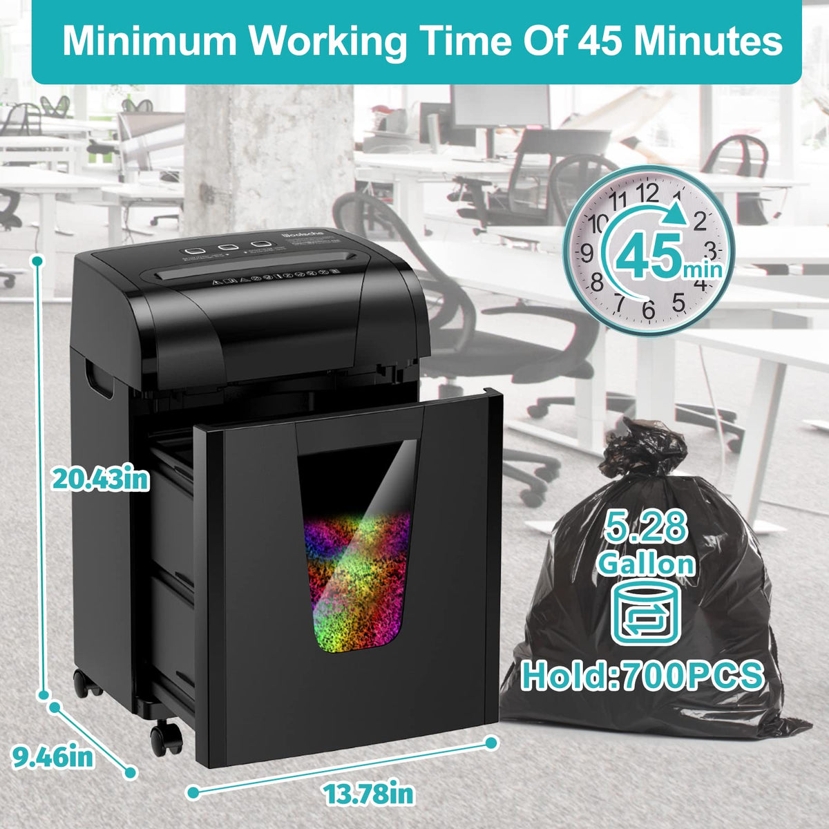 Paper Shredder, 16-Sheet Cross Cut with 4.76-Gallon Pull Out Basket, P-4 Security Level, 3-Mode Design Shred Paper and CD/Credit Card, Durable&Fast with Jam Proof System Shredder for Office