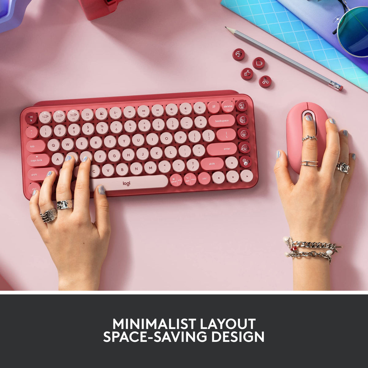 Logitech POP Keys Wireless Mechanical Keyboard with Emoji Keys - Mist