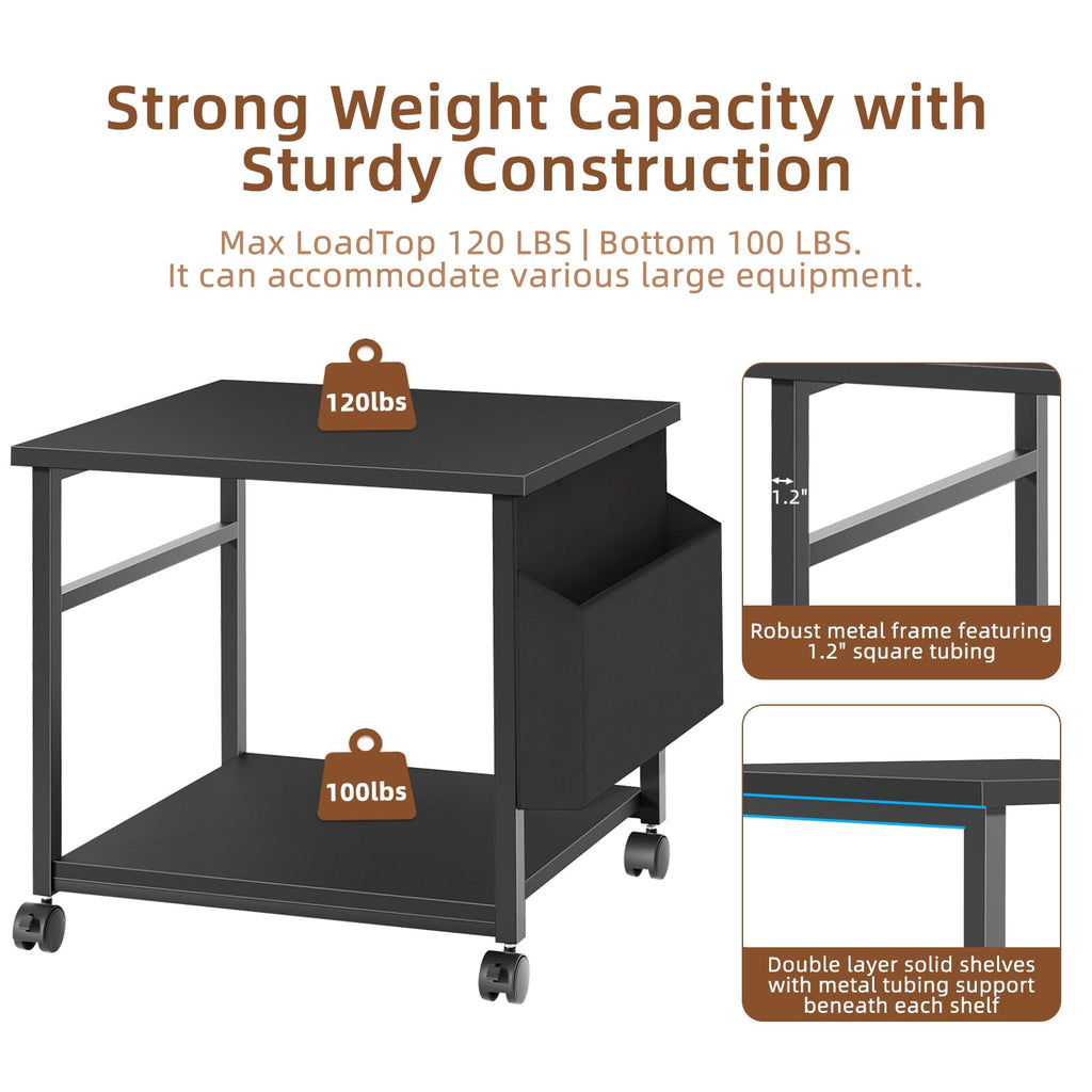 Lerliuo Brown Large Printer Stand with Storage