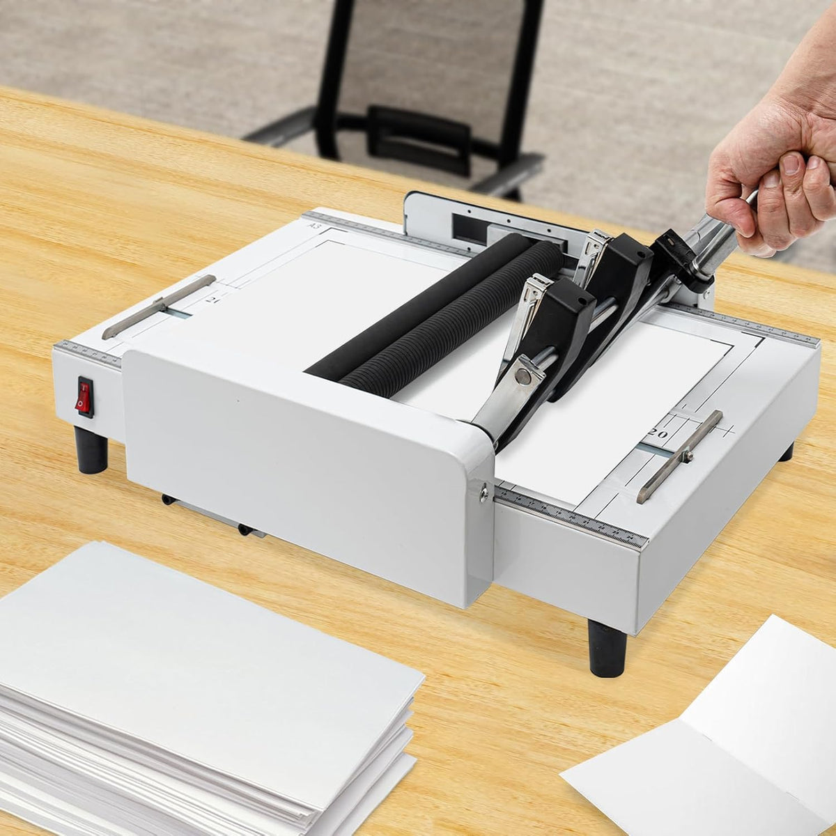 2-in-1 Binding Machine, 110V 60W Stapling Folding Booklet Making Creasing Equipment Paper Binder Creaser Stapler Folder for Office Documents Print Studios School Printing