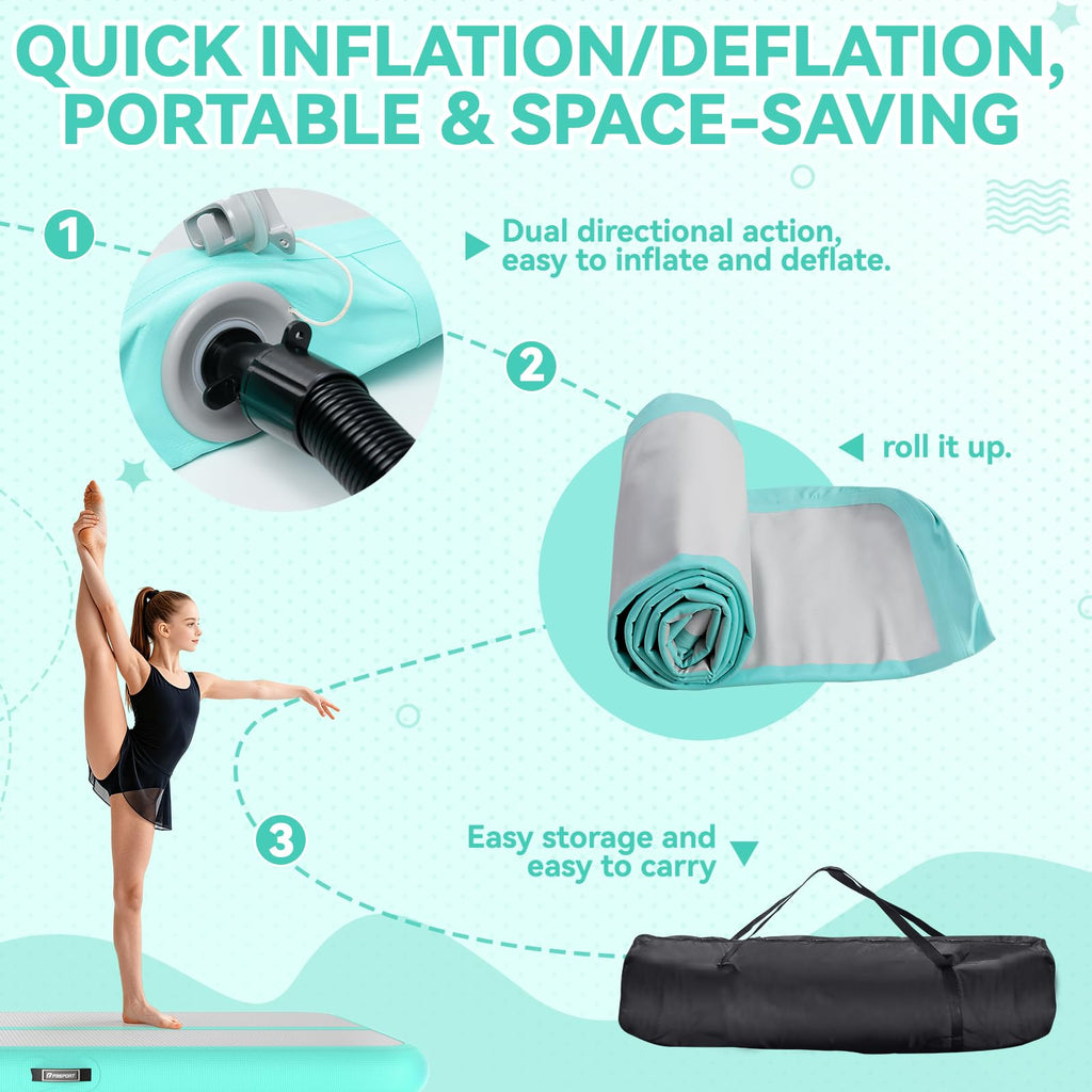 FBSPORT 6.6ft/10ft/13ft/16ft/20ft Inflatable Air Gymnastics Training Mat