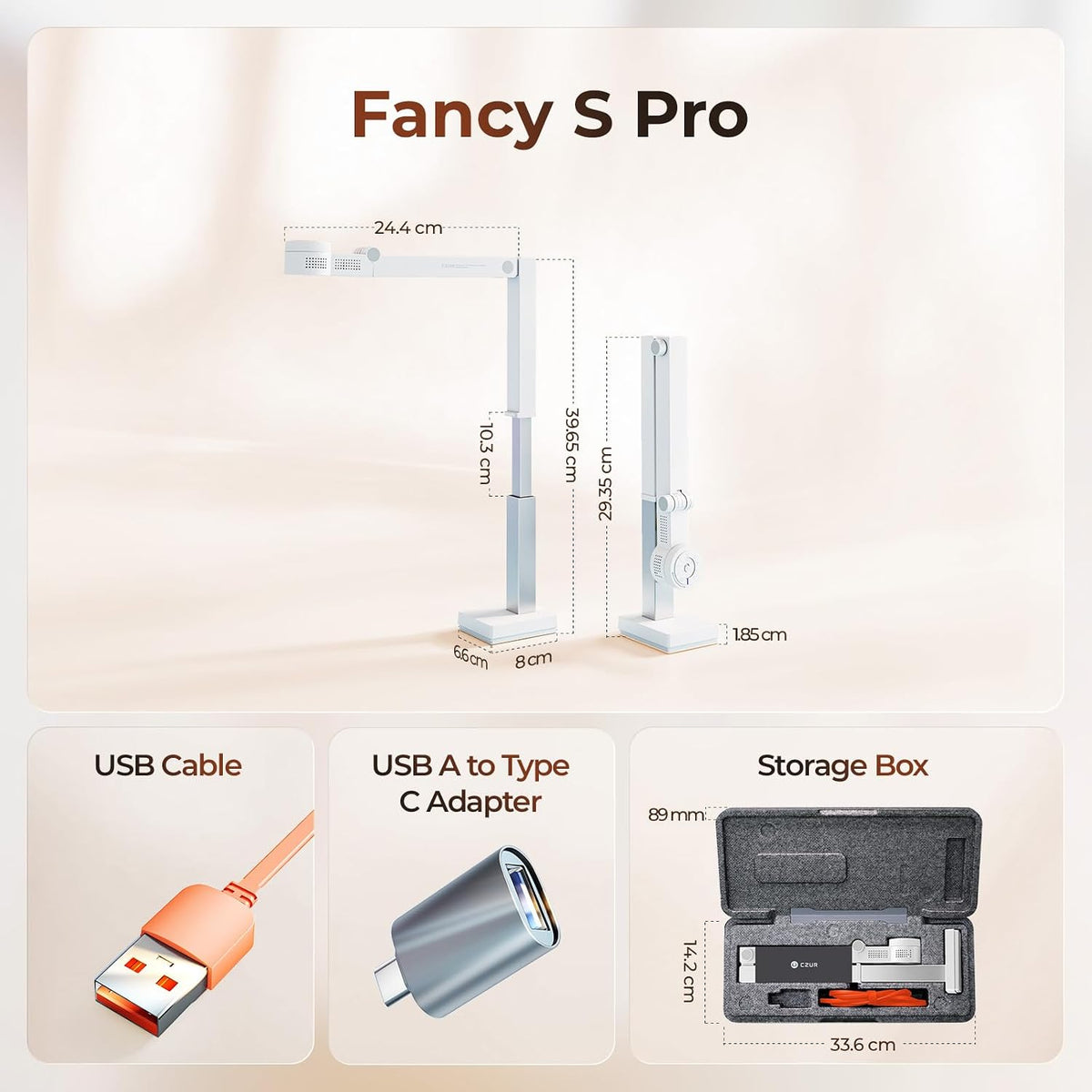 CZUR Fancy S Pro USB 12MP Document Camera for Teacher - White