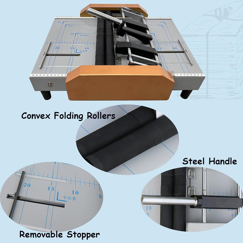 INTSUPERMAI Automatic Booklet Binding and Folding Machine,12.48" X 17.32" Maximum Folding Size, Folds 17 Sheets of 80 GSM Paper, for Booklet Production Such As Atlases, Brochures, Books, ETC.