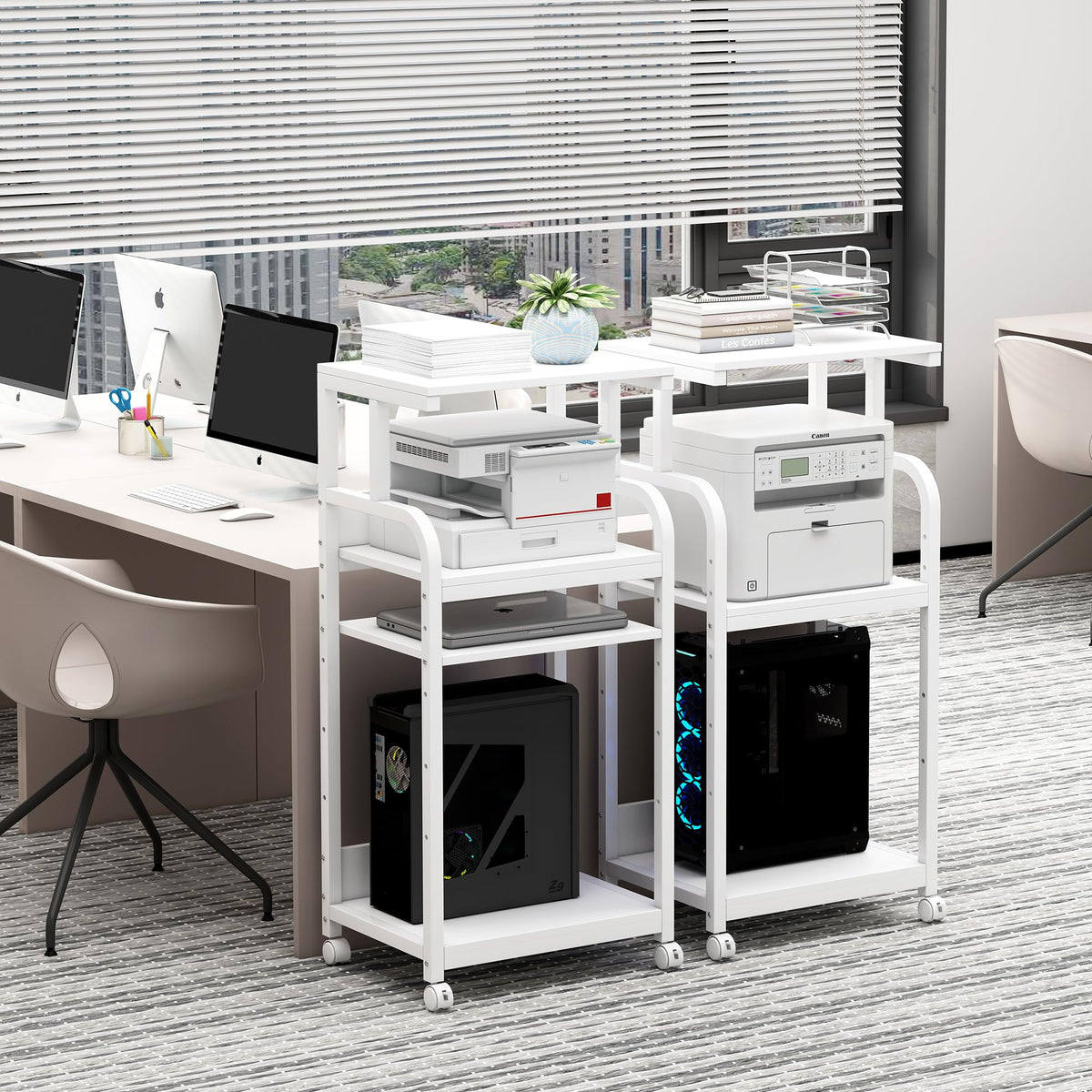 Fannova 4 Tier Tall Printer Stand with Height Adjustable Storage Shelf