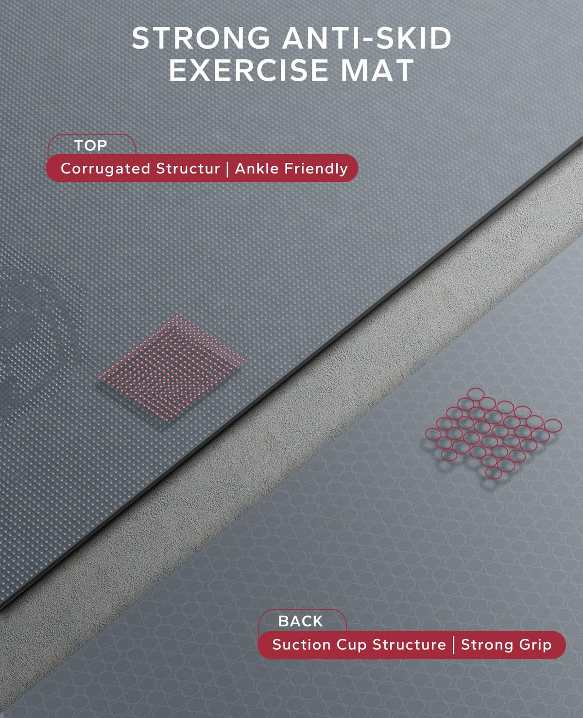 HAPBEAR Large Exercise Mat-6'x4'/7'x5'/6'x8'/6'x9'/6'x10'/6'x12'x 1/3"(8mm)