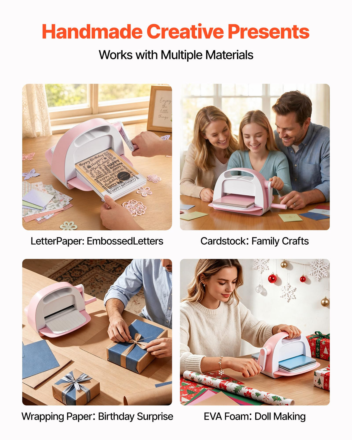 VEVOR Manual Die Cutting and Embossing Machine, 9" Opening, Portable Die Cut Machine Set with Cutting Dies, Embossing Folders, Paper Sheets, Cutting Plates, for Scrapbooking, Card Making, Crafting