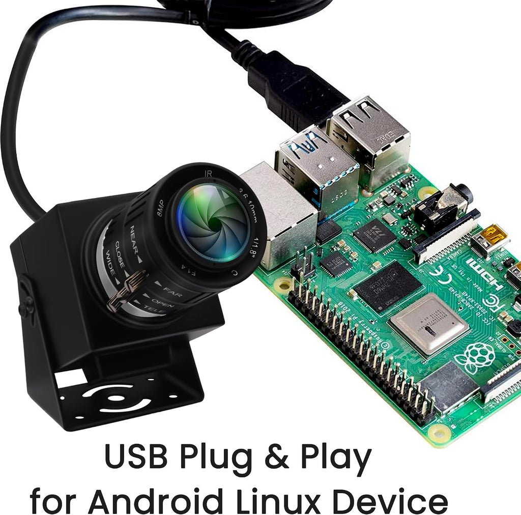 48MP 8K Ultra HD USB Camera, 3.6-10mm 3X Manual Zoom Lens, Plug and Play Close-up Webcam for Lightburn, Laser Engraver, Document Scanning & Face Recognition