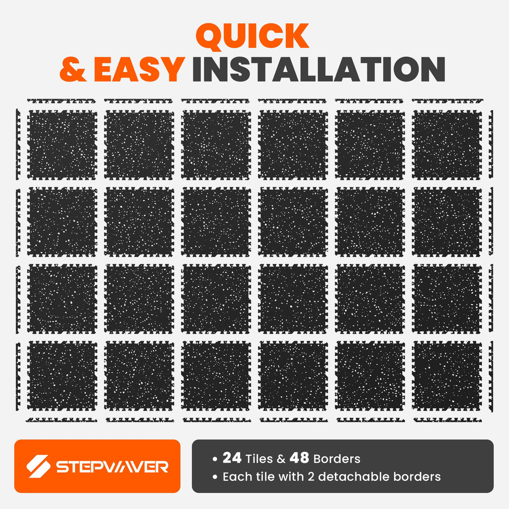 Stepwaver 0.79" Thick 48 Sq Ft Rubber Top Exercise Equipment Mats
